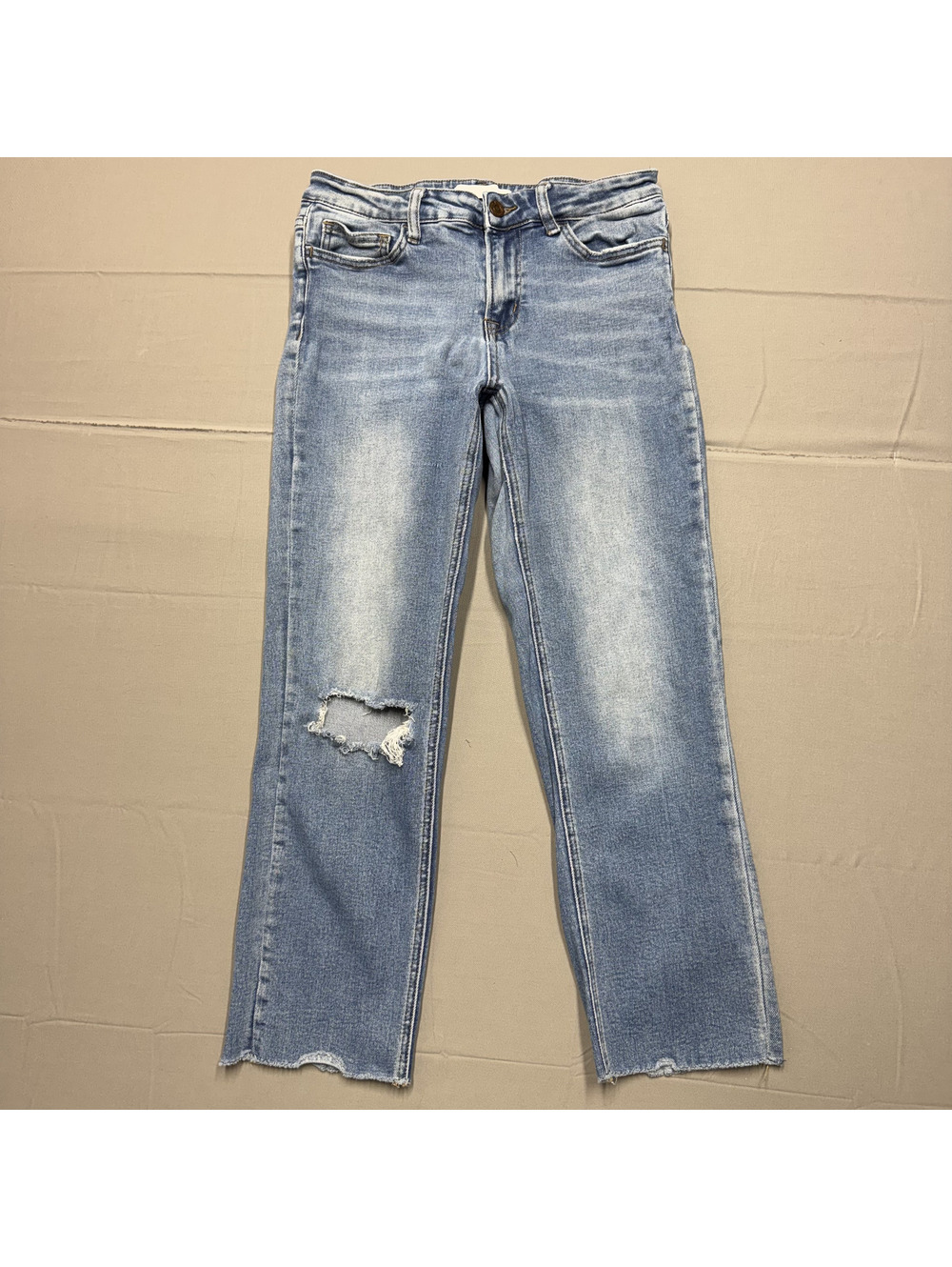 Vervet Womens Distressed Crop Straight Leg Stretch Denim Jeans US 7 Blue Y2K